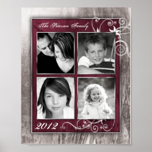 8"x10" 4 Slot Family Collage Montage Steel Magnoli Poster