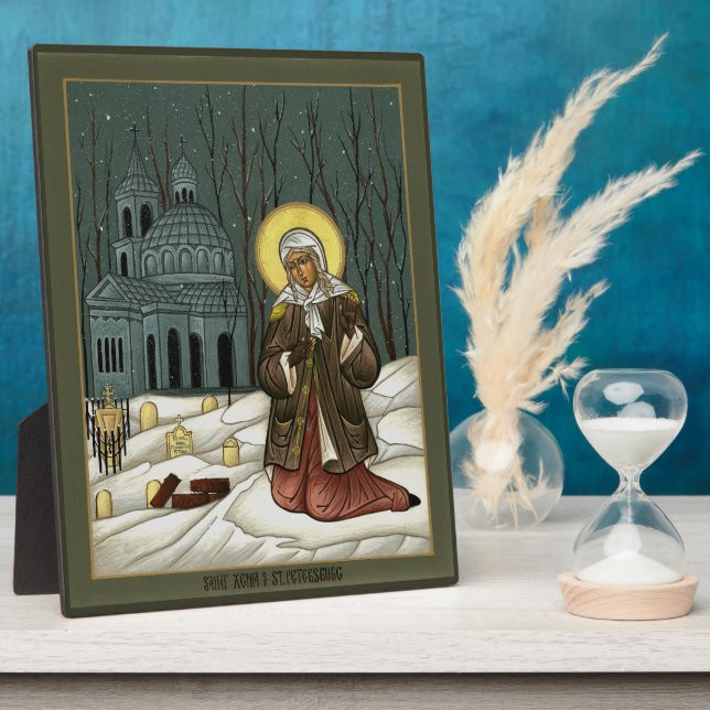 8" x 10" Icon of Saint Xenia Of Saint Petersburg Plaque (Side)