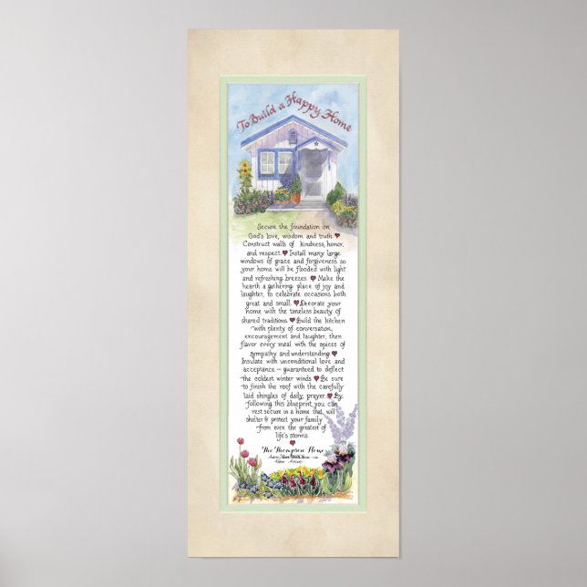 8 x 20 To Build a Happy Home, Parchment Mint Poster (Front)