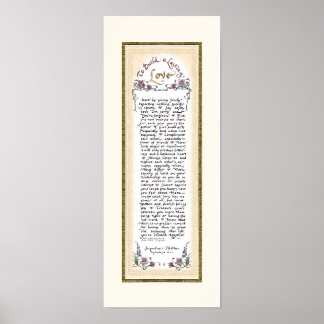 8 x 20 To Build a Lasting Love Cream Gold Leaf Poster (Front)