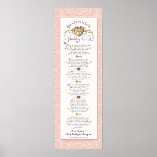 8 x 24 Build a Healthy Child Blush Damask Pattern Poster