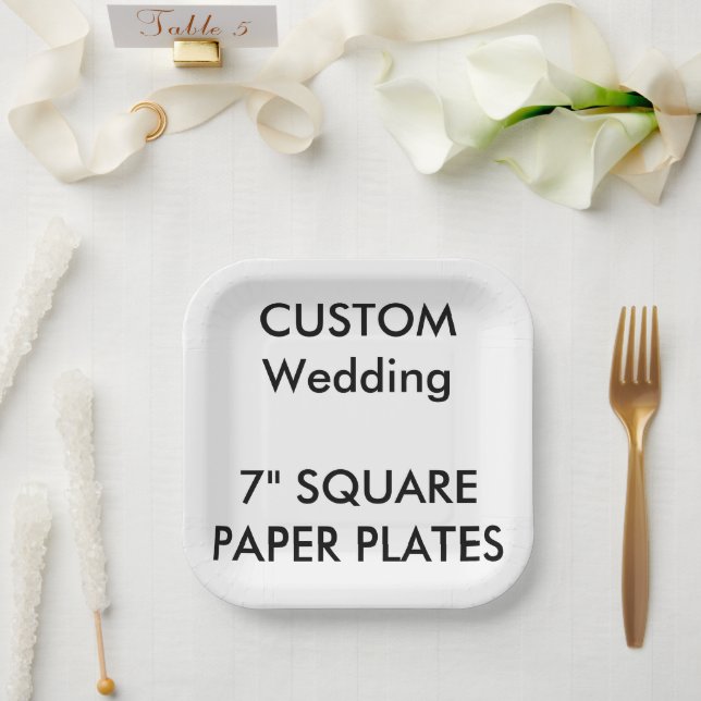 8 x Custom Wedding Square Paper Plates 7" (Wedding)