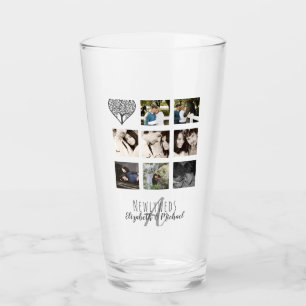 8 x PHOTO COLLAGE Newlyweds Personalised WEDDING Glass