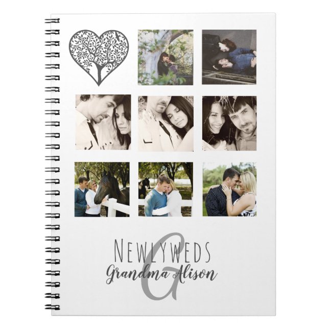 8 x PHOTO COLLAGE Newlyweds Personalised WEDDING Notebook (Front)