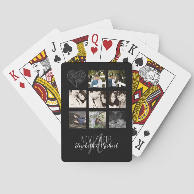 8 x PHOTO COLLAGE Newlyweds Personalised WEDDING Playing Cards (Back)