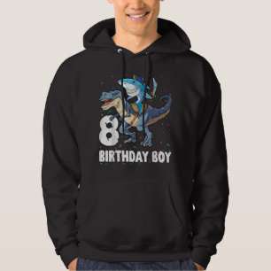 8 year old  8th Birthday Boy Shark Dinosaur Pirate Hoodie