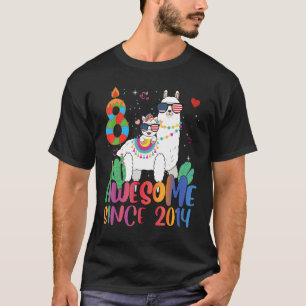 8 Year Old Awesome Since 2014 8th Birthday Unicorn T-Shirt