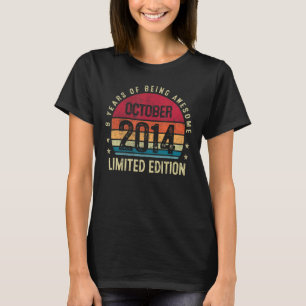 8 Year Old Awesome Since October 2014 8th Birthday T-Shirt