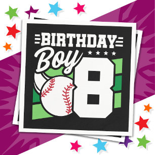 8 Year Old Baseball Party Theme 8th Birthday Boy Napkin