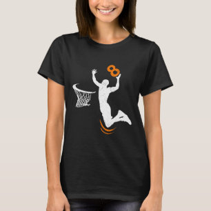 8 Year Old Basketball Dunk 8th Birthday Party Boys T-Shirt