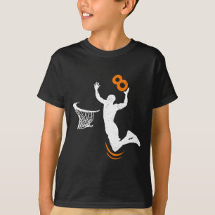 8 Year Old Basketball Dunk 8th Birthday Party Boys T-Shirt