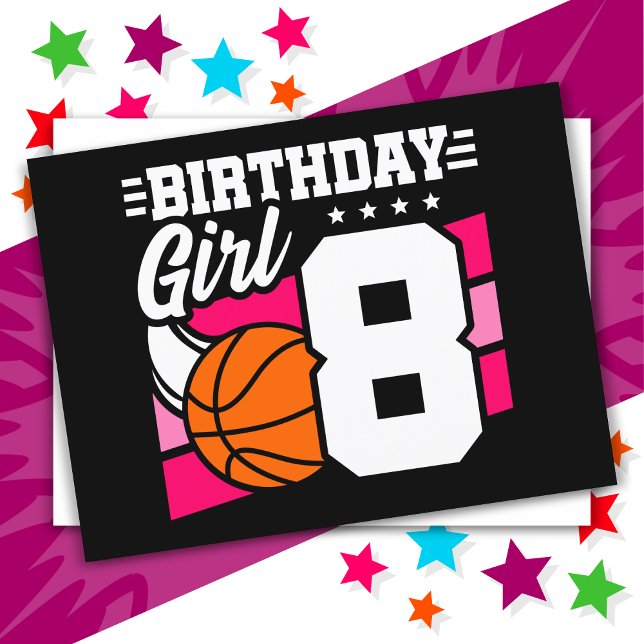 8 Year Old Basketball Party 8th Birthday Girl Postcard (Creator Uploaded)