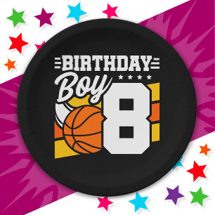 8 Year Old Basketball Party Theme 8th Birthday Boy Paper Plate