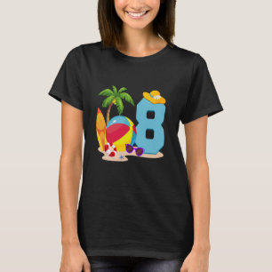 8 Year Old Beach Ball Pool Party Birthday Summer V T-Shirt