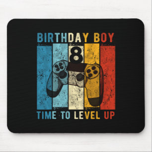8 Year Old Birthday Boy 8 Time To Level Up 8th Bir Mouse Mat