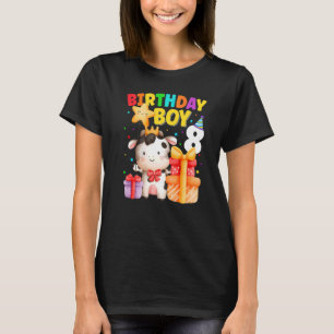 8 Year Old Birthday Boy 8th Cow Farm Animals Birth T-Shirt