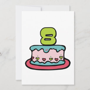8 Year Old Birthday Cake Card