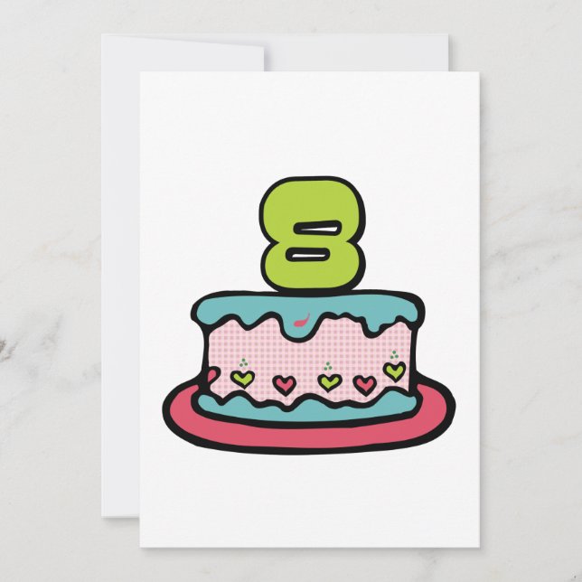 8 Year Old Birthday Cake Card (Front)