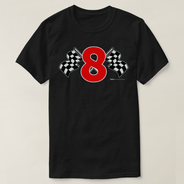 8 Year Old Birthday Chequered Flag  T-Shirt (Design Front)