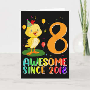 8 Year Old Birthday Chicken Lover Awesome Since Card