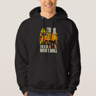 8 Year Old Birthday  Concrete Mixer Truck Hoodie