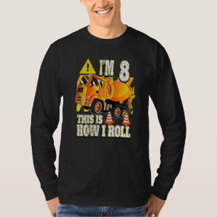 8 Year Old Birthday Concrete Mixer Truck T-Shirt