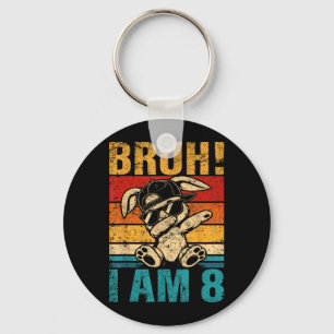 8 Year Old Birthday Dabbing Bunny Bruh 8th Key Ring