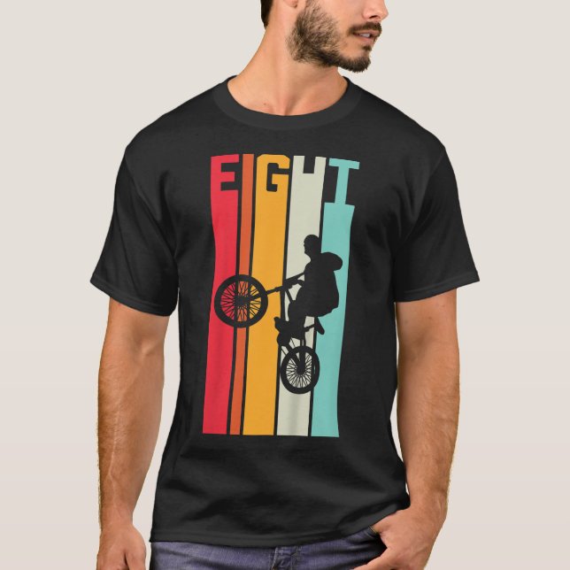 8 Year Old BMX Birthday Gift Party Boys Dirt Bikin T-Shirt (Front)