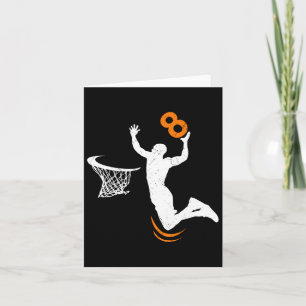 8 Year Old Bysketbyll Dunk 8th Birthday Party Boys Card