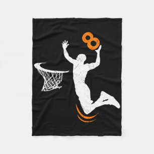 8 Year Old Bysketbyll Dunk 8th Birthday Party Boys Fleece Blanket