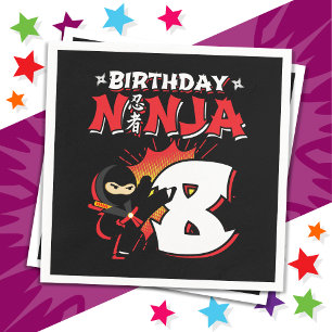 8 Year Old Comic Book Style Ninja 8th Birthday Napkin
