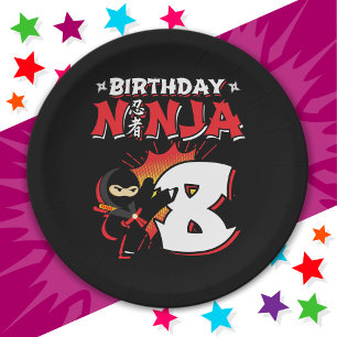 8 Year Old Comic Book Style Ninja 8th Birthday Paper Plate