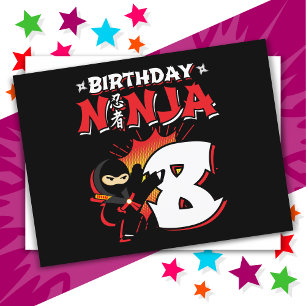 8 Year Old Comic Book Style Ninja 8th Birthday Postcard