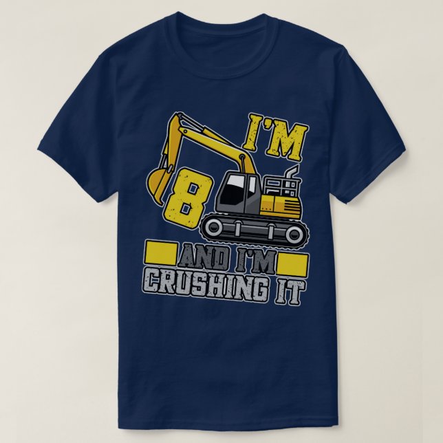 8 year old Crushing It Construction Truck 8th Birt T-Shirt (Design Front)