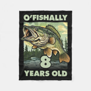 8 Year Old Fisherman O'fishally 8 Fishing 8th Birt Fleece Blanket