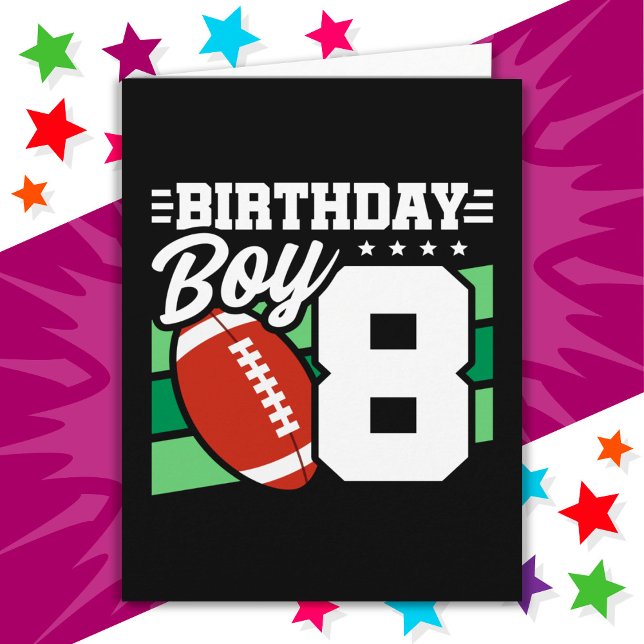8 Year Old Football Party Theme 8th Birthday Boy Card (Creator Uploaded)