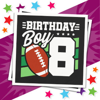8 Year Old Football Party Theme 8th Birthday Boy Napkin
