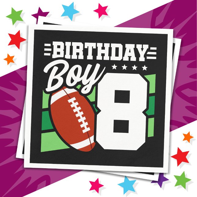8 Year Old Football Party Theme 8th Birthday Boy Napkin (Creator Uploaded)