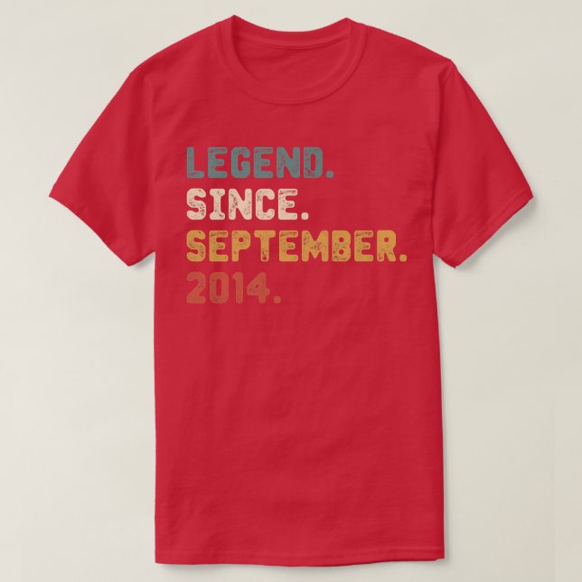 8 Year Old Gift Legend Since September 2014 8th Bi T-Shirt (Design Front)