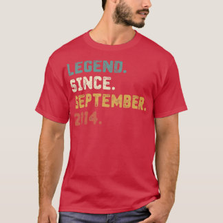 8 Year Old Gift Legend Since September 2014 8th Bi T-Shirt