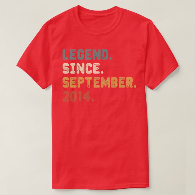 8 Year Old Gift Legend Since September 2014 8th Bi T-Shirt (Design Front)