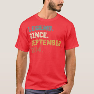 8 Year Old Gift Legend Since September 2014 8th Bi T-Shirt