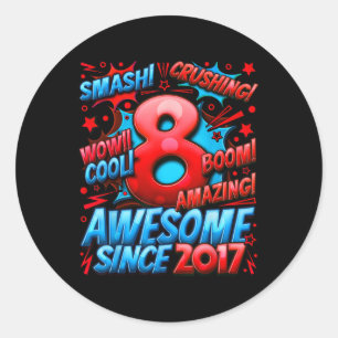 8 Year Old Gifts For Boys 8th Birthday Boy 8 Year  Classic Round Sticker