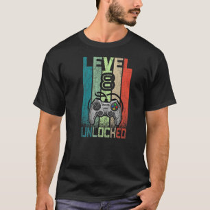 8 Year Old Gifts Level 8 Unlocked 8th Birthday Boy T-Shirt