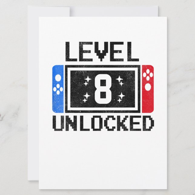 8 Year Old Gifts Level 8th Birthday Boy Video Game Card (Front)
