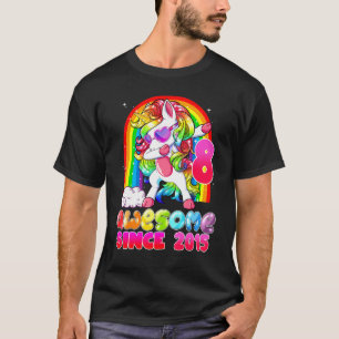 8 Year Old Girls Teens Dabbing Unicorn 8th Birth T-Shirt