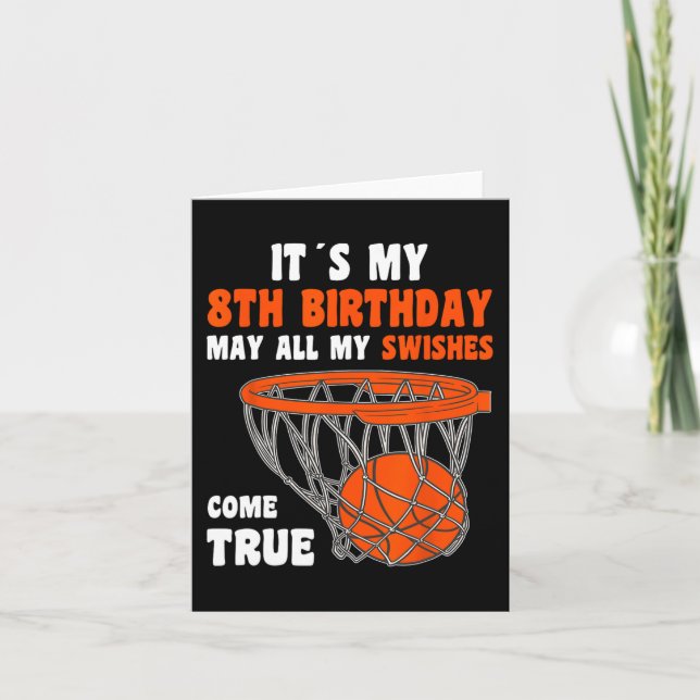 8 Year Old Happy 8th Birthday Basketball 8th Birth Card (Front)