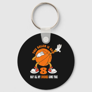 8 Year Old Happy 8th Birthday Basketball 8th Birth Key Ring