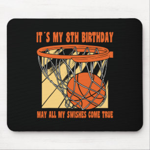 8 Year Old Happy 8th Birthday Basketball 8th Birth Mouse Mat