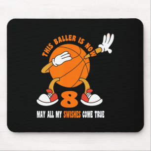8 Year Old Happy 8th Birthday Basketball 8th Birth Mouse Mat